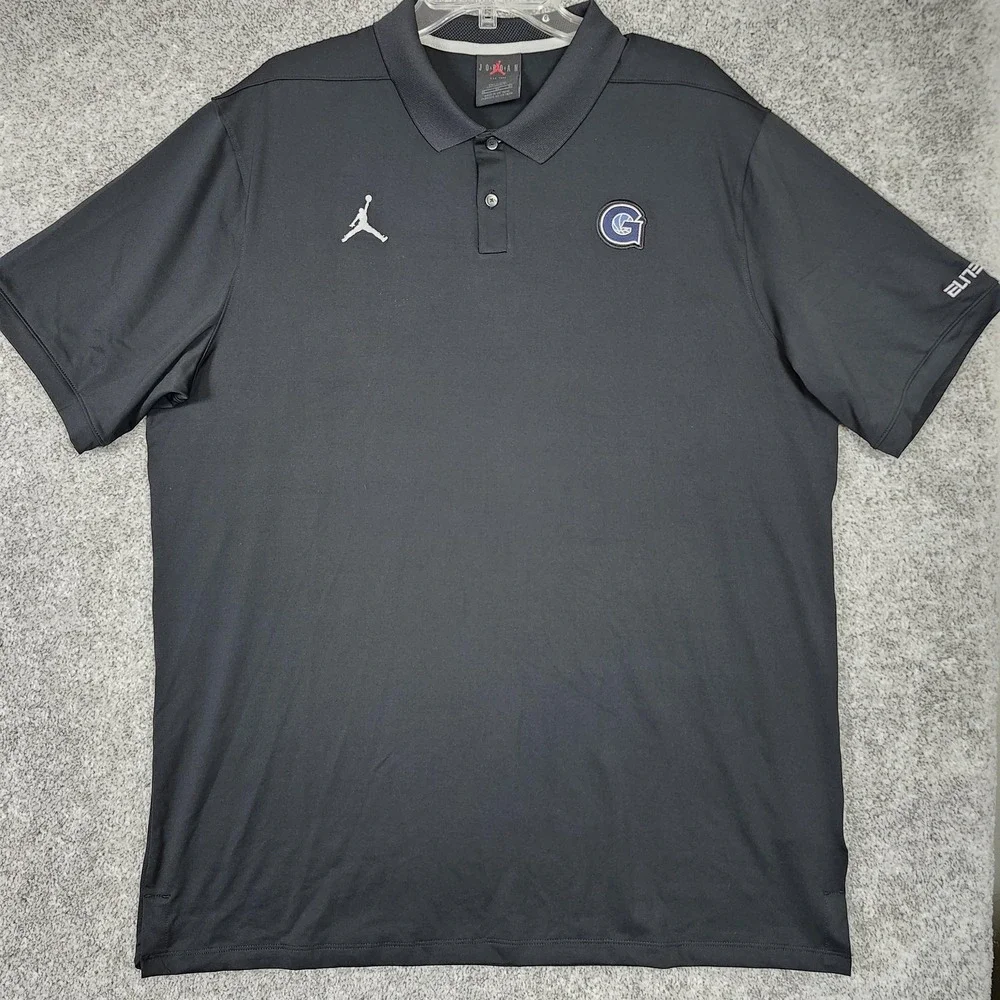 Georgetown Hoyas Jordan Basketball Mens XL Tall Black Elite Polo Short Sleeve